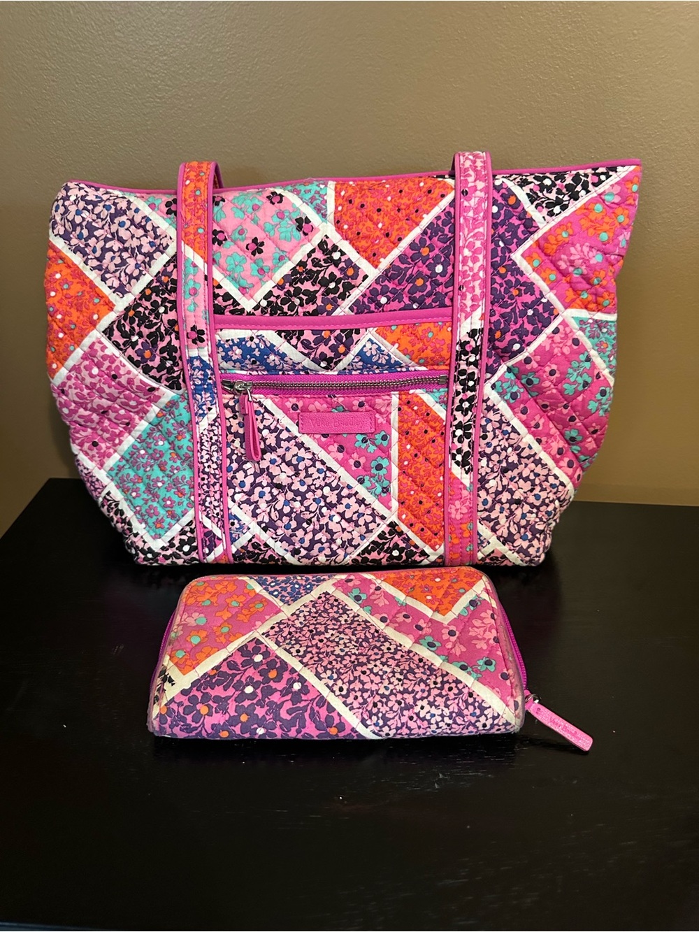 Vera Bradley Quilted Patchwork Tote and Wallet- Modern Medley